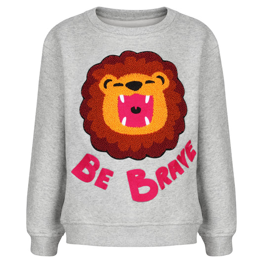 KIDS SWEATSHIRT LION Grau meliert